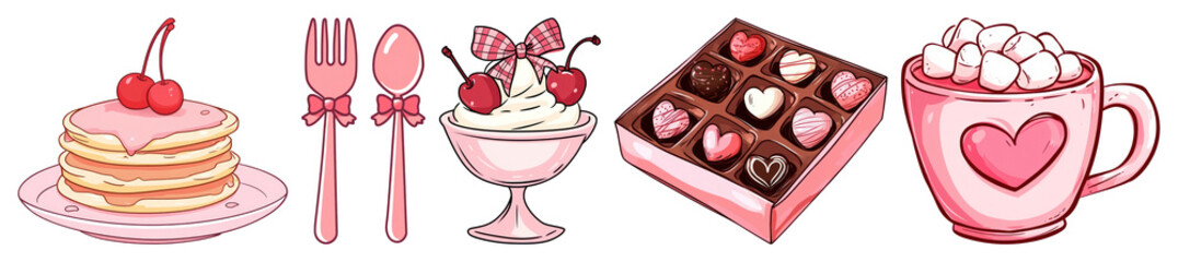 PNG Sweet delightful treats illustration, element set on transparent background