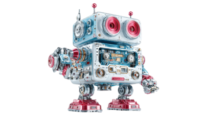 Retro robot figure, detailed mechanical design