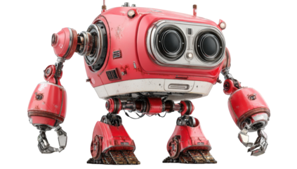 Retro robot,  red, futuristic, mechanical
