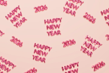 Pink festive 2026 New Year celebration pattern on pastel background