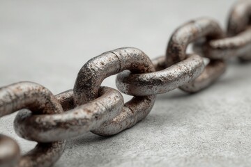 heavy industrial steel chain, matte gray metallic texture