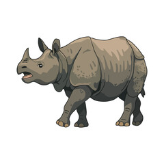 Obraz premium Rhinoceros Vector Illustration – Stylized Wildlife Animal in Minimalist Flat Style