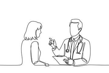 Doctor consulting patient with stethoscope and clipboard