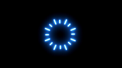 Glowing Blue Circular Loading Spinner Animation on Black Background circle neon