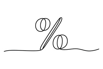 One Line Drawing of Percentage Sign with Balls | Editable Stroke Vector Illustration