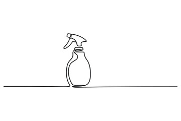 Spray Bottle One Line Art | Editable Stroke Vector | Cleaning Product Icon