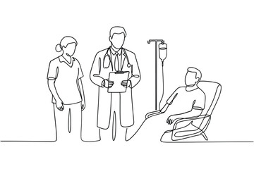 Medical team attending to patient receiving iv drip