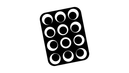 Cupcake Pan symbol, black isolated silhouette