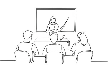 Teacher instructing students in a classroom setting