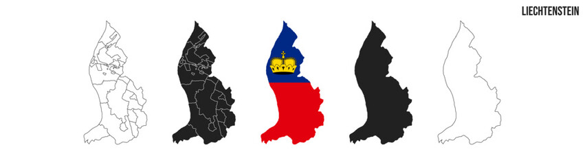 Liechtenstein map set. Map of Liechtenstein with flag.  Vector EPS 10