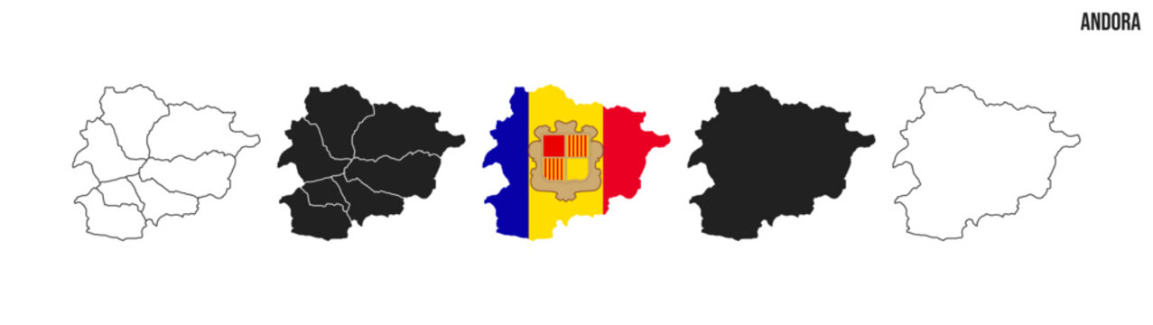 Andora map set. Map of Andora with flag.  Vector EPS 10