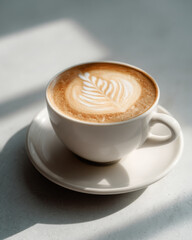 Delightful hot cappuccino, comforting coffee drink white ceramic cup, provides tranquil morning