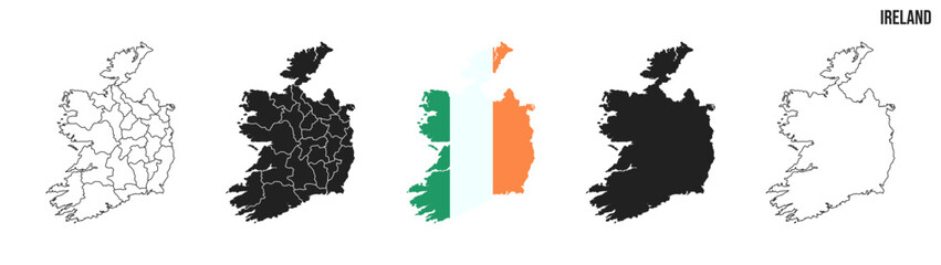 Ireland map set. Map of Ireland with flag.  Vector EPS 10