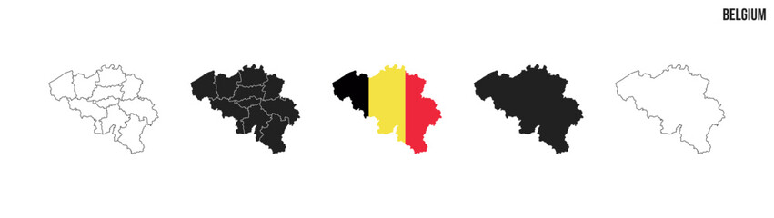 Belgium map set. Map of Belgium with flag.  Vector EPS 10