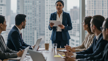 Professional Woman Leading a Business Team Meeting