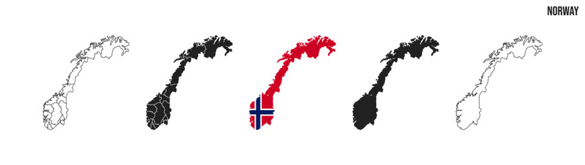 Norway map set. Map of Norway with flag.  Vector EPS 10
