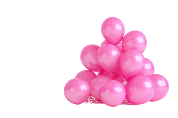 Pink balloons bunch on floor transparent PNG, isolated background cutout. Background copy space, balloon, festive, celebration, party, birthday graphic element