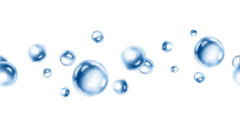 Delicate air bubbles float in a serene aquatic dance,captured in soft blue watercolor monochrome.For ethereal designs and ocean-inspired projects.Hand drawn illustration for aquatic arrangements