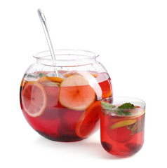 Fruity punch isolated on white. Refreshing drink