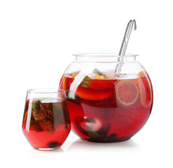 Fruity punch isolated on white. Refreshing drink