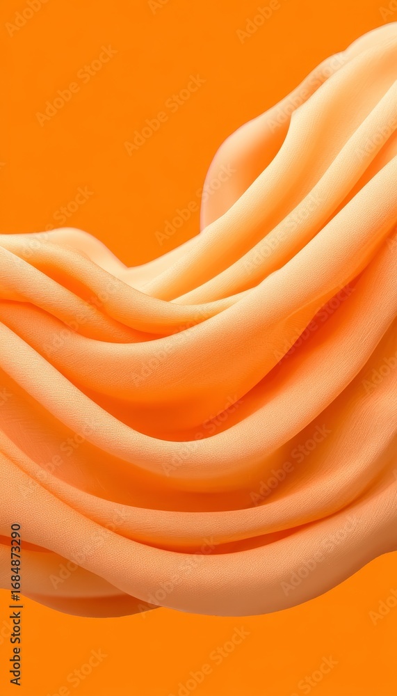 Poster elegant abstract orange drape with gentle curves and wavy texture design for creative background use
