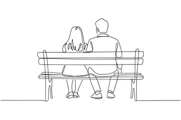 Couple sitting together on a park bench in a simple line drawing