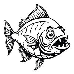 Fierce piranha fish illustration with sharp teeth and aggressive expression for a menacing aquatic theme vector