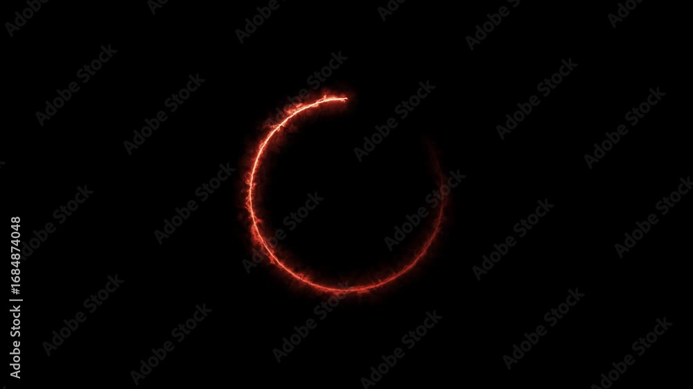 Poster circle loading ber animation neon light on black background.