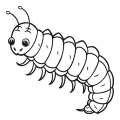 Cute cartoon caterpillar crawling with a friendly smile and big eyes a simple line drawing for educational or playful purposes vector