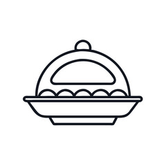 Elegant food presentation with cloche cover, a symbol of culinary artistry and service, serving platter icon vector illustration