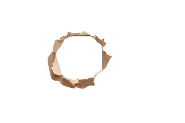 Torn cardboard hole texture isolated on a transparent background paper