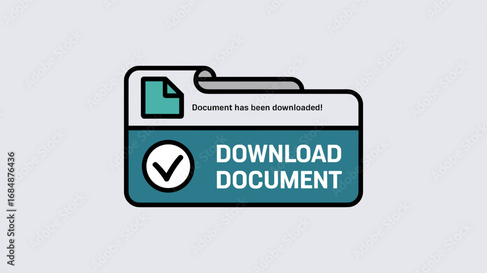 Poster vector download button with checkmark and confirmation message