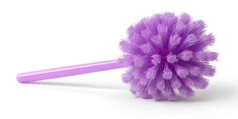 Purple cleaning brush with a round tufted head