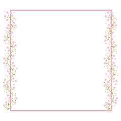Pink Square Floral Border Frame And Pink Cherry Blossom