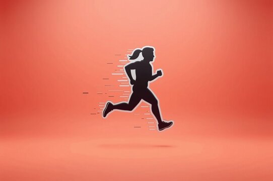 Silhouette of a woman running, dynamic effect