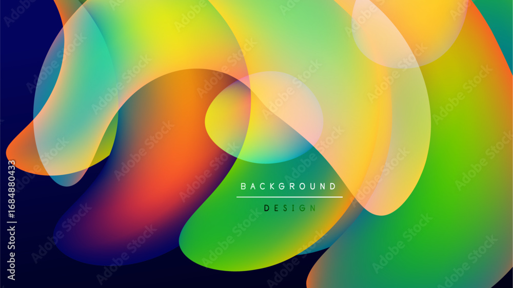 Poster abstract colorful shapes overlap, creating vibrant gradients. design features smooth transitions, dy