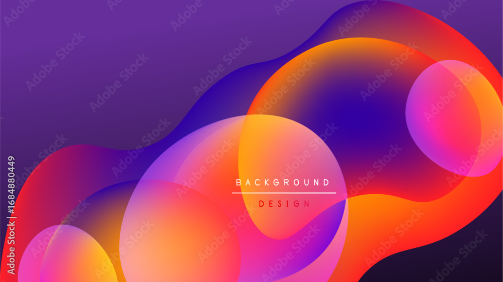 Poster abstract fluid shapes, vibrant colors blend. gradient background creates dynamic visual effect. mode