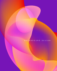 Abstract vibrant shapes overlap. Colors blendpurple, orange, pink. Modern design evokes fluidity, energy, visual interest.