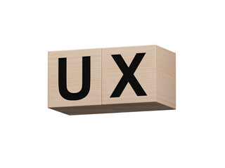 word ux with wooden cubes.close up of wooden cubes,Business Concept.Supports PNG files with transparent backgrounds.