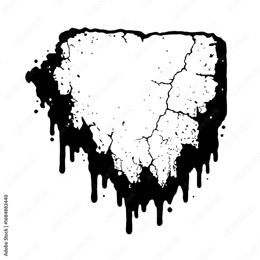 Poster black vector of a cracked and distressed frame with dripping paint. a grunge and abstract design ele
