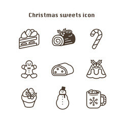 Christmas sweets line icon set, Scandinavian style, 9 items, no background