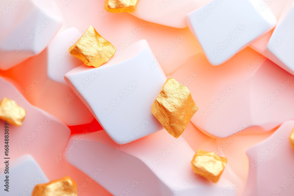 Aufkleber elegant abstract background with irregular polygon shapes in a sophisticated cream and gold color pa