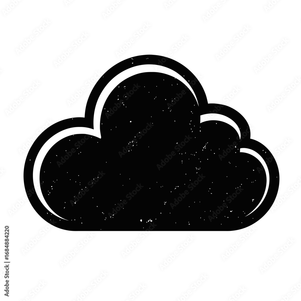 Poster hand-drawn cloud icon - grunge vector for data storage, cloud computing, and digital networks