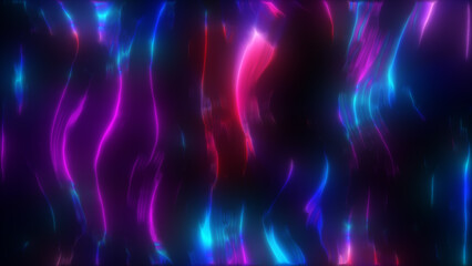Bright, vivid neon stripes flowing in a rhythmic pattern of magenta, cyan, and purple, creating energetic visual harmony