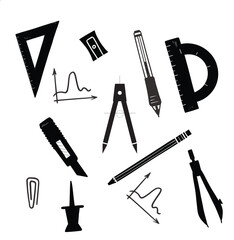 Stationery Tools Vector Icon Set for School and Office Supplies
