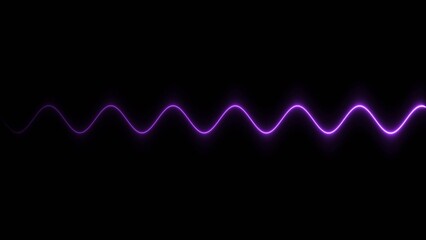 Geometric waves Neon bright purple color 4k illustration on black background. neon line background  4k illustration.