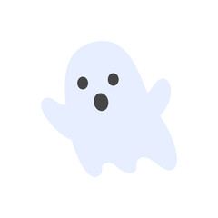 Flat style ghost with simple rounded shape and soft color. Great for Halloween designs, spooky-fun party visuals, and children’s seasonal decorations.