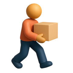 performance in creation labor concept. A person carrying a cardboard box.