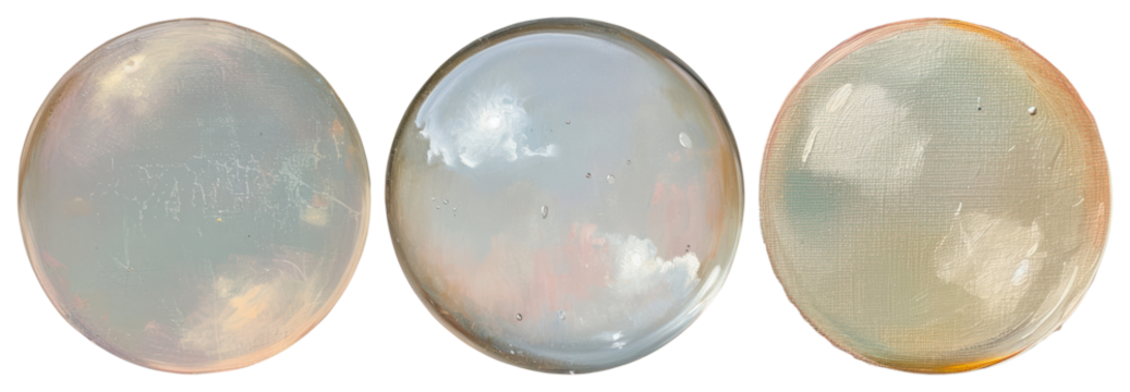 PNG Abstract cloudy petri dishes, element set on transparent background