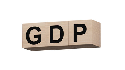 GDP. wooden cubes form word GDP. Concept of Gross Domestic Product GDP.Supports PNG files with transparent backgrounds.